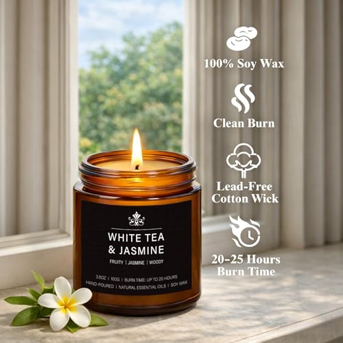 8 Pack Soy Wax Scented Candles Gift Set, Aromatherapy Candles with Lavender Chamomile, Citrus Sage, Caramel Vanilla, Coffee Whiskey, Long Lasting Stress Relief Candle, Unisex Home & Gift Set for Men - color: Signature Scents Set