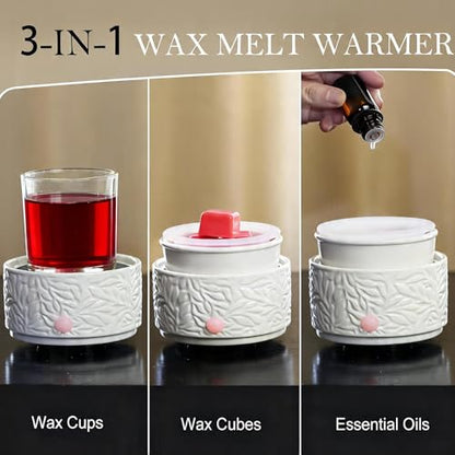ElusiaKa Electric Ceramic Wax Melt Warmer with Silicone Liner-White - color: White+silicone