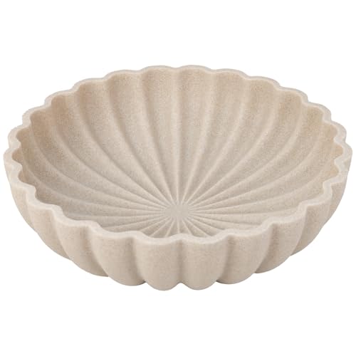 L'ARL GMVOI Large Decorative Bowl - Modern Handicraft Bowls for Home Decor - Fruit Bowl for Kitchen Counter - Key Bowl for Entryway Table - Ruffle Centerpiece Bowl Decor,Artificial Stone Beige - color: Stone Beige