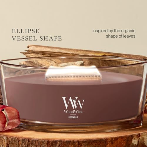 WoodWick Redwood Holiday Candle Gifts for Women and Men, 16 oz Ellipse Candle with Crackling Wick - color: Redwood, size: 16oz