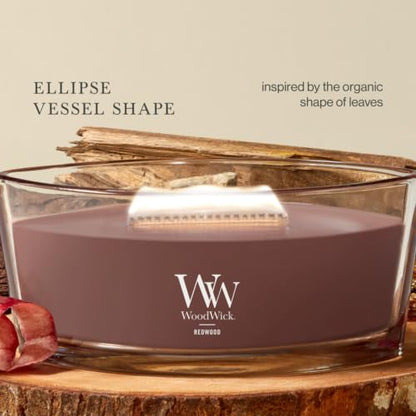 WoodWick Redwood Holiday Candle Gifts for Women and Men, 16 oz Ellipse Candle with Crackling Wick - color: Redwood, size: 16oz