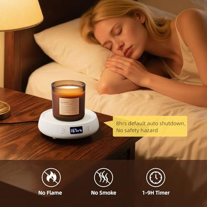 Coffee Mug Warmer for Desk Timer Candle Warmer Lamp Scented Wax Melt Melter | Smart Heated Electric Tea Coffee Cup Candle Wax Melter Warmer Plate for Home Office, 1-9H Auto Shut Off, Coffee Lover Gifts