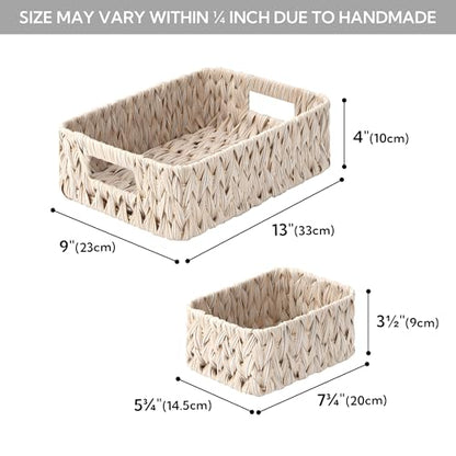 GRANNY SAYS Bundle of 1-Pack Large Butter Milk Wicker Basket for Storage & 3-Pack Medium Wicker Shelf Baskets