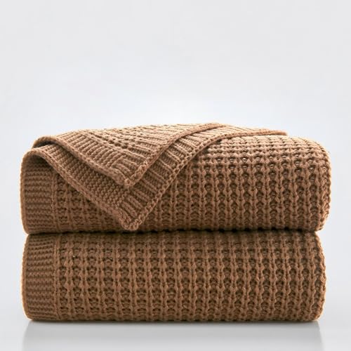 Douceur Light Brown Fisherman's Rib Cable Knit Throw Blanket 50"x60" | Blanket for Couch, Soft Chunky Cable Knit Blanket, Classic Fisherman's Rib Stitch Throw for Living Room Gift - color: Brioche-light Brown, size: 50"X60"