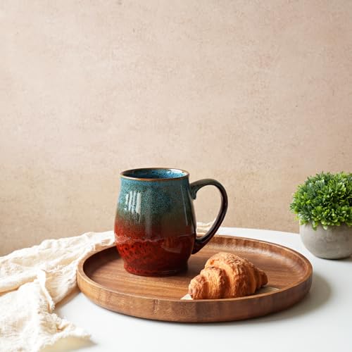 Bosmarlin Extra Large Ceramic Coffee Mug, 24 Oz, Dishwasher and Microwave Safe, Big Oversized Tea Cup, Reactive Glaze (Blue&Red) - color: Blue&Red