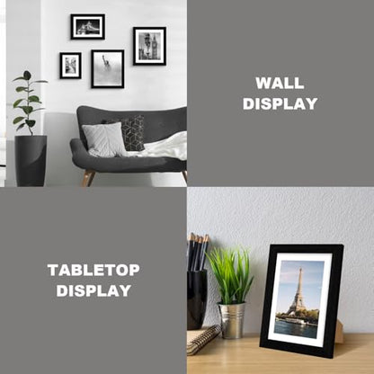 iRahmen 7x10 Picture Frame with Mat 5.5x8.5 - High Definition Real Glass Wooden Photo Frames for Tabletop Display and Wall Mounting (Black Woodgrain, Set of 4) - color: Black Woodgrain, size: 7X10