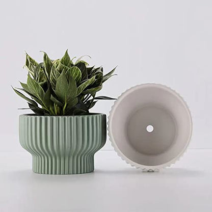 Puoyik 2 Piece Set of Flower Pots 8/6 inches, Ceramic Flower Pots with Drainage Holes, Indoor and Outdoor Plant Flower Planter (7.8/5.9 White) - color: 7.8/5.9 White