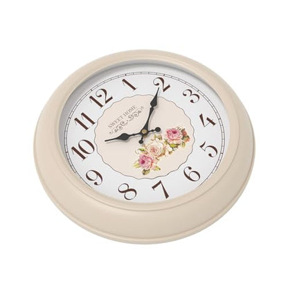 Abdurey Sweet French Decorative Wall Clock,Creamy White Rose Style | Battery Operated Silent Decor Wall Clocks for Living Room, farmhouse, Bedroom, Bathroom, Dining Room 11.5"