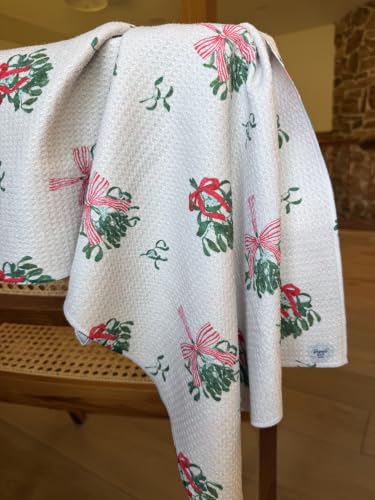 Kitchen Towels, Dish Towels for Kitchen, 3 Pc Kitchen Towel Set | Microfiber Waffle Towels, 16 x 26 inches, with Hanging Loops, Reusable Tea Towels, Cute Kitchen Towels - 3 Pack - color: Christmas Holly
