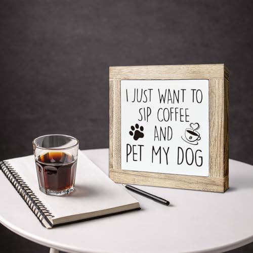 Farmhouse Coffee Bar Signs,Cafe Bar decor for Kitchen, Home Office,Farmhouse Decors,Wooden Box Sign,Block Plaque for Coffee Lover Gift(5.9x5.9 inches)