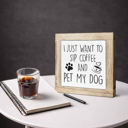 Farmhouse Coffee Bar Signs,Cafe Bar decor for Kitchen, Home Office,Farmhouse Decors,Wooden Box Sign,Block Plaque for Coffee Lover Gift(5.9x5.9 inches)