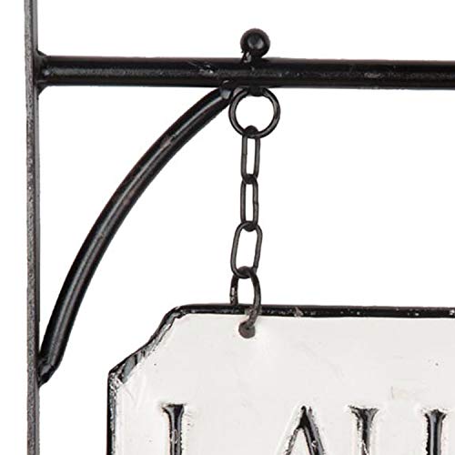 Foreside Home & Garden White and Black Enamel Laundry Wall Sign on Metal Hanger - style: Laundry