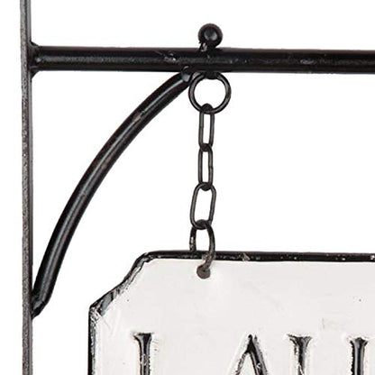 Foreside Home & Garden White and Black Enamel Laundry Wall Sign on Metal Hanger - style: Laundry