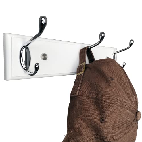wall Mounted Coat Rack 12.2inch(31cm) with 3 Silver Hooks, White Wood Coat Hook for Entrance, Hallway, Bedroom, Kids Room, Bathroom,Small Size Clothes Hanger - size: Small-12.2in(31cm),3 Silver Hooks, style: Modern