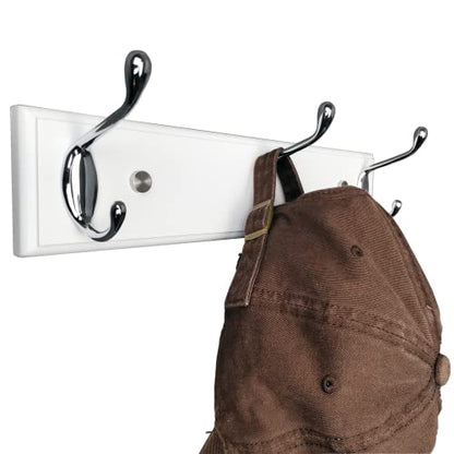 wall Mounted Coat Rack 12.2inch(31cm) with 3 Silver Hooks, White Wood Coat Hook for Entrance, Hallway, Bedroom, Kids Room, Bathroom,Small Size Clothes Hanger - size: Small-12.2in(31cm),3 Silver Hooks, style: Modern