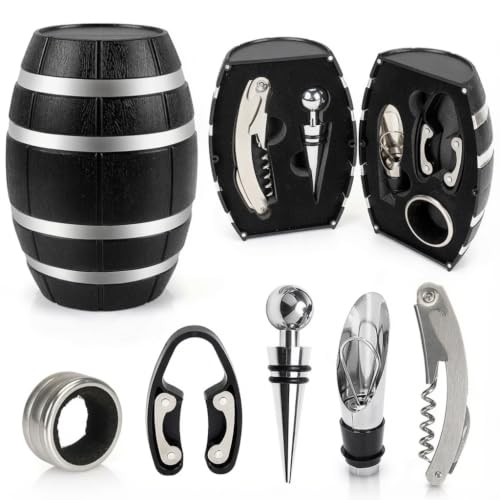 Barrel Shaped Wine Opener Gift Set (Silver) | Unique Wine Opener Gift Set - color: Silver