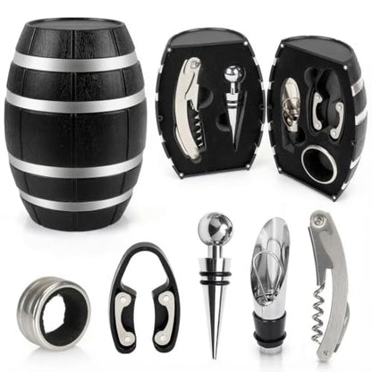Barrel Shaped Wine Opener Gift Set (Silver) | Unique Wine Opener Gift Set - color: Silver