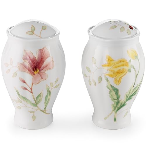Lenox Butterfly Meadow Salt and Pepper Shaker Set | dishwasher safe | floral design | kitchen and dining essential, gift for women, kitchen essentials set - style: Salt & Pepper Set, Floral