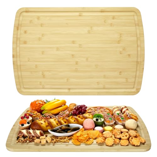 30'' X 20'' Extra Large Bamboo Cutting Board for Kitchen, Thick Butcher Block with Deep Juice Groove, Wooden Chopping Board Reversible Carving Board for Meat, Vegetables, Charcuterie and Serving