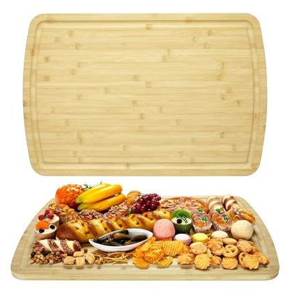 30'' X 20'' Extra Large Bamboo Cutting Board for Kitchen, Thick Butcher Block with Deep Juice Groove, Wooden Chopping Board Reversible Carving Board for Meat, Vegetables, Charcuterie and Serving