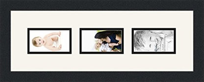 ArtToFrames Collage Photo Frame Double Mat with 3-3x5 Openings and Satin Black Frame - color: Fabric White, size: 3 - 3x5