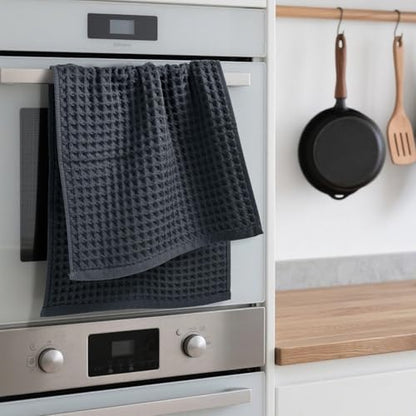 Jacquotha Waffle Hand Towels for Bathroom 2-Piece (Charcoal Blue) | Cotton Quick Dry Lint Free Face Towels 13” x 29” - color: Charcoal Blue