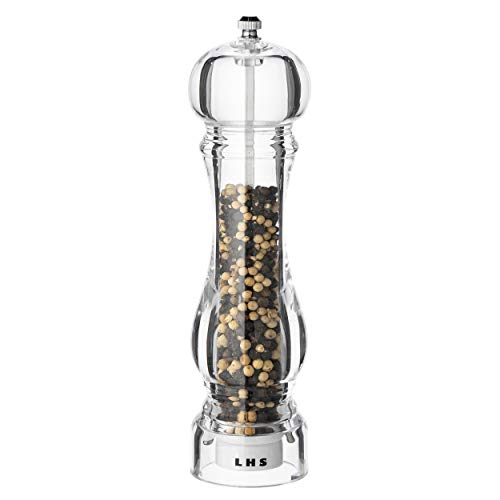 Pepper Mill Grinder Salt Grinder Peppercorn Grinders with Adjustable Coarseness-Clear - color: Clear, size: 8 inch