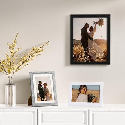 Vittanly 12 Pack Gallery Wall Frame Set, Black, Brown, Grey | Gallery Wall Frame Set: 4pcs 8x10, 4pcs 5x7 & 4pcs 4x6 Photos for Wall & Table, Picture Frames made of Engineered Wood - color: Black & Grey & White