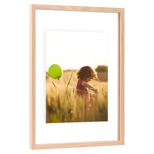 11x14 Floating Picture Frames Double Sided Tempered Glass Oak Wood Picture Frame Floating Display for Photos 10x14,9x12,8.5x11,8x10,5x7,4x6,or Full Display for 11"x14" Photos for Christmas,Halloween,Baby Scan,Anniversary,Wedding(Beige) - size: 11x14 inch