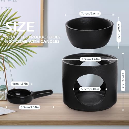 WD&CD Wax Melt Ceramic Oil Burner Black, Aroma Diffuser Essential Oil Burner Aromatherapy Wax Burner with Tealight Holder, Home Bedroom Decor - color: Black