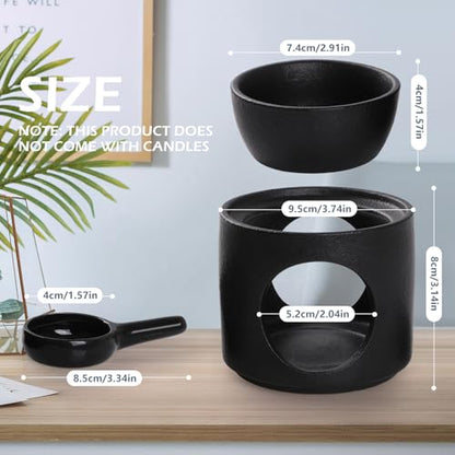 WD&CD Wax Melt Ceramic Oil Burner Black, Aroma Diffuser Essential Oil Burner Aromatherapy Wax Burner with Tealight Holder, Home Bedroom Decor - color: Black