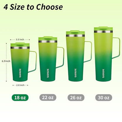 BJPKPK 18oz Insulated Tumbler with Handle, Lid & Straw, Stainless Steel | Double Wall Vacuum Insulated Coffee Travel Mug - Keeps Cold & Hot, BPA Free, Cupholder Fit for Office, Gym & Travel - color: Bamboo Grove, size: 18 Ounces