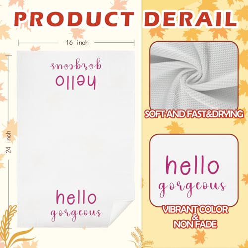 SPBL&L Hello Gorgeous Hand Towels - Hot Pink, 16x24 Inch, Set of 2 for Kitchen(White) - color: Bathroom-white Pink
