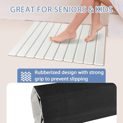 Foldable Stone Bath Mat Quick Drying Diatomaceous Earth Rubber Backing | 23.6 x 15.4 inch, Non-Slip Shower Mat, Super Absorbent, Easy to Clean, Bathroom Mat, Kitchen Rug, Water Absorbent Mat - color: White