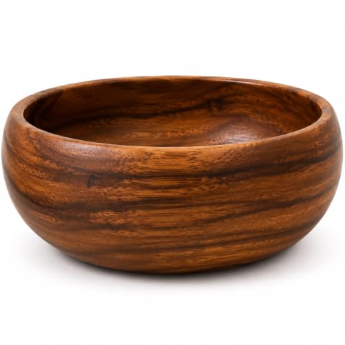 Handcrafted Hawaiian Wood Serving Bowl – Organic Acacia Natural Wooden Salad, Soup, Decor, Fruit & Candy Bowl (Medium 3x8 inch) - size: Medium