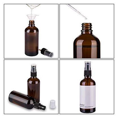 Amber Glass Spray Bottles for Essential Oils, 4oz, 2 Pack | Small, Empty, Fine Mist - color: Black Amber