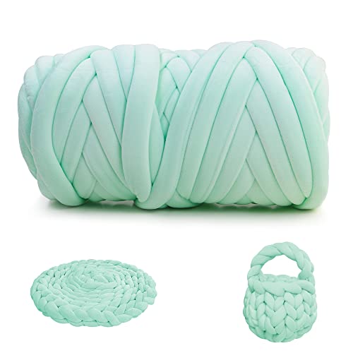 Chunky Yarn for Arm Knitting, guofa 2.2LBS Soft Fleece Yarn for Throw Blanket Pillow, Hand Knitting Bag, Cat Bed and DIY Home Decorations - color: Light Green, size: 37 Yards