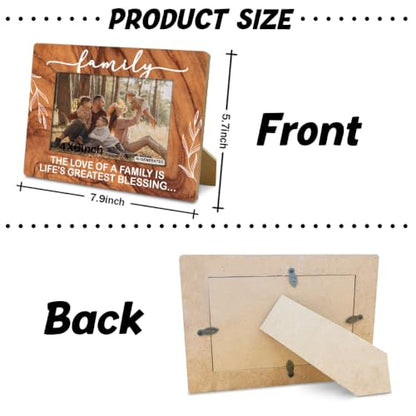 Family Gifts, Wooden Picture Frame - The Love of a Family is Life's Greatest Blessing, Gift for Dad, Mom, Grandparents, Father, From Son, Daughter, Rustic Photo Frames 4 x 6-Nature Wood Texture - color: Wooden