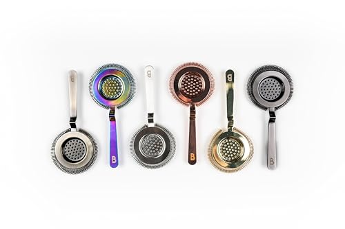 Antique Style Hawthorne Gold | Bar Hand Strainer | Cocktail Strainer | Sieve for Bartending | Mixing Glass Strainer - color: Gold Plated
