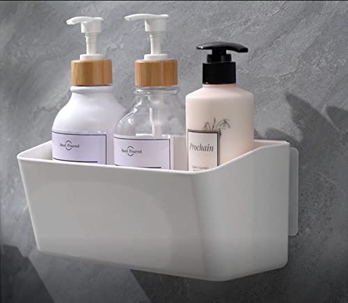 Bath Shelve, Adhesive Shelf Shower Caddy Bathroom Organizer, No Drill Wall Mounted Shower Caddy Basket Plastic，White Storage Rack for Bathroom/Kitchen