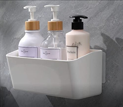Bath Shelve, Adhesive Shelf Shower Caddy Bathroom Organizer, No Drill Wall Mounted Shower Caddy Basket Plastic，White Storage Rack for Bathroom/Kitchen