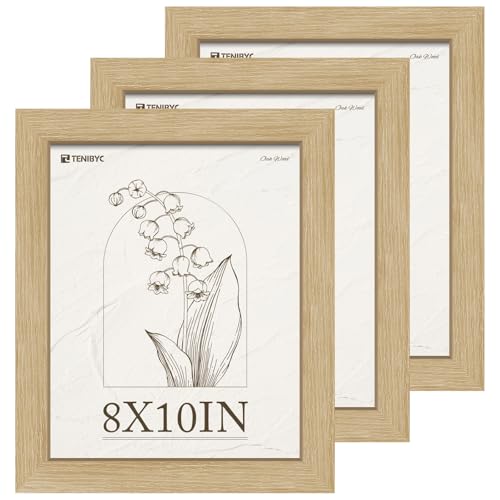 8x10 Picture Frame 3 Pack, Natural Oak Wooden Frame, HD Tempered Glass, 8 by 10 Photo Frame for Tabletop - color: Oak, size: 8 X 10, style: 3 Pack