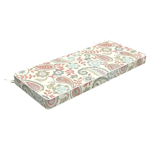 LVTXIII Bench Cushion with Ties, 42x18 Inch Water-Repellent Patio Furniture Cushion, 3" Thick Foam Pad for Outdoor Indoor Window Seat, Porch Swing, Loveseat, Paisley Vintage - color: Paisley Vintage, size: 42"x18"x3"