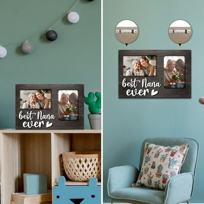 Nana Gifts, Mothers Day Nana Gift from Grandkids, 3D Photo Frame Hold 4x6 Inches Two Photos - Great Picture Frame Present for Grandparents Day Birthday - color: Nana