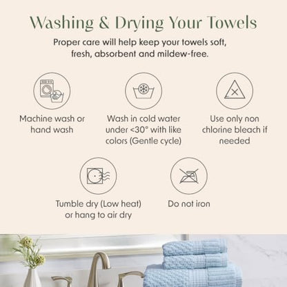 100% Cotton 6 Piece Bath Towel Set | Blue Towels | Oeko‑TEX Standard 100 | Soft & Absorbent, Quick‑Dry | Trinity Collection - Chambray Blue - color: Chambray Blue, size: 6 Piece Set
