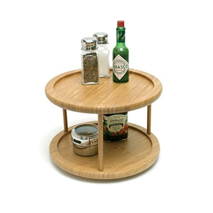 Lipper International 8302 Bamboo Wood 2-Tier 10" Kitchen Turntable - color: Bamboo Wood, size: 10" Diameter, 2-Tier