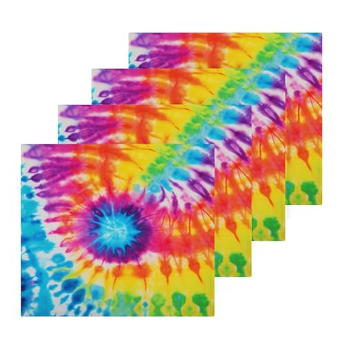 Cotton Washcloths Set of 6 Tie Dye Rainbow, Soft Absorbent Quick Dry Towels, Multi-Purpose Fingertip Towels for Bathroom Hotel Travel 12×12 in - size: onesize×6