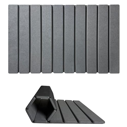 Foldable Stone Bath Mat Quick Drying Diatomaceous Earth Rubber Backing | 23.6 x 15.4 inch, Non-Slip Shower Mat, Super Absorbent, Easy to Clean, Bathroom Mat, Kitchen Rug, Water Absorbent Mat - color: Dark Grey