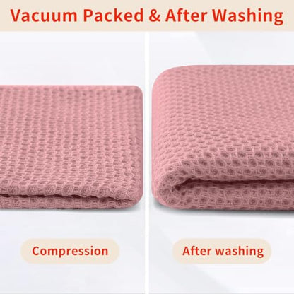 Homaxy 100% Cotton Waffle Weave Kitchen Dish Cloths 18-Pack, Dried Rose | 12 x 12 Inches, Ultra Soft Absorbent Dish Towels, Quick Drying Dish Rags with Hanging Loop - color: Dried Rose, size: 12 X 12 - 18 Pack