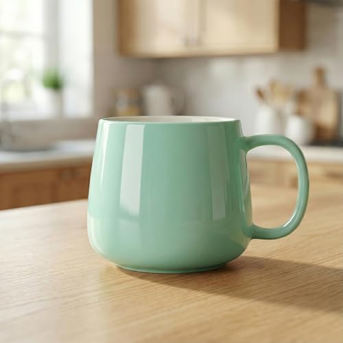 Teocera Coffee Mugs Set of 4-12oz Chip-Resistant Ceramic Cups with Ergonomic Handle | Dishwasher & Microwave Safe Mint Green Mugs | Keeps Beverage Hot, Perfect for Family Kitchen & Holiday Gifts - color: Mint Green